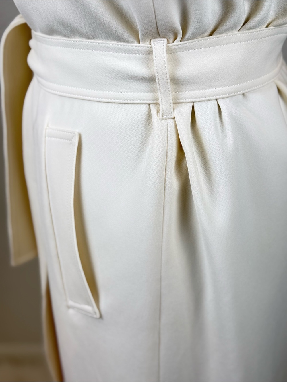 CLASSIC Theory Oak Lane Admiral Crepe Sleeveless Trench Coat Duster Cream Sz:S - Picture 8 of 11